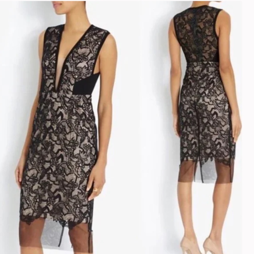 Manning Cartell Royal Paisley Lace Sheath Black Dress Size Medium